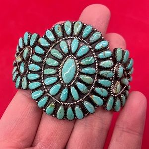 Larry Moses Begay Navajo Sterling Silver Turquoise Cuff Bracelet